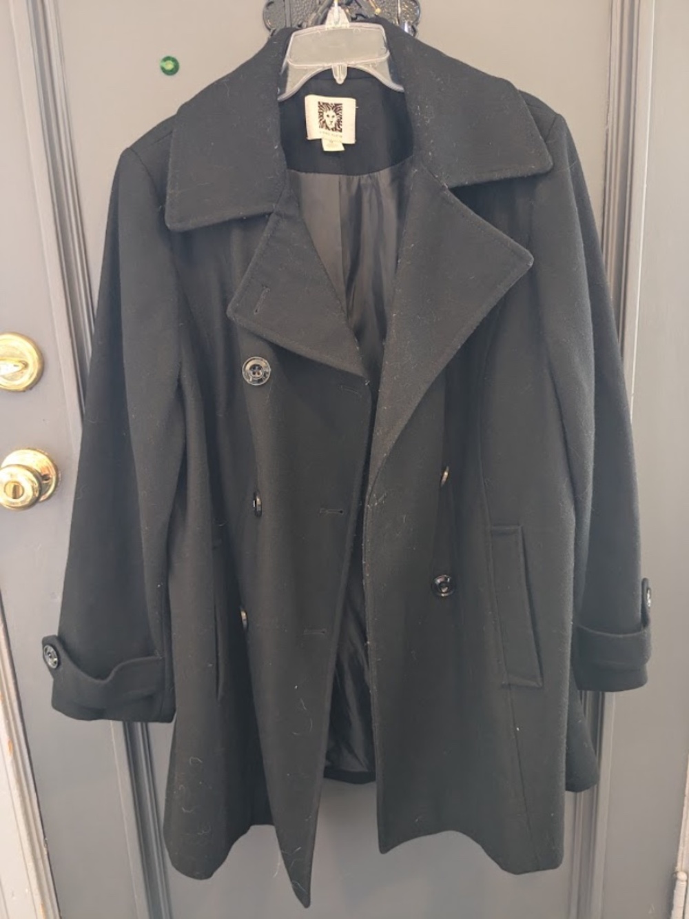 Anne Klein Black Wool Blend Women's Coat 1X